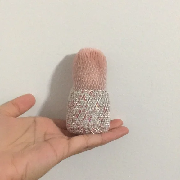 2 Pink Silver Rhinestone Decor Sparkling Shiny Mushroom Head Makeup Beauty Brush - Picture 3 of 6